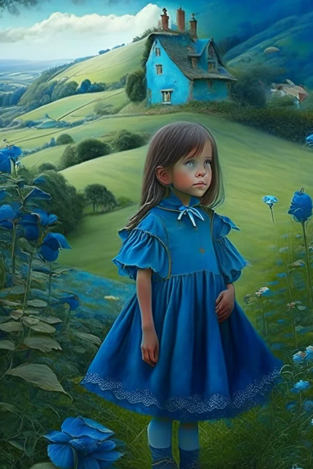 Once upon a time, in a small village nestled between rolling hills and lush green fields, there lived a curious teeneage girl named Lily. She was wears blue dressan imaginative child with an insatiable desire for adventure.