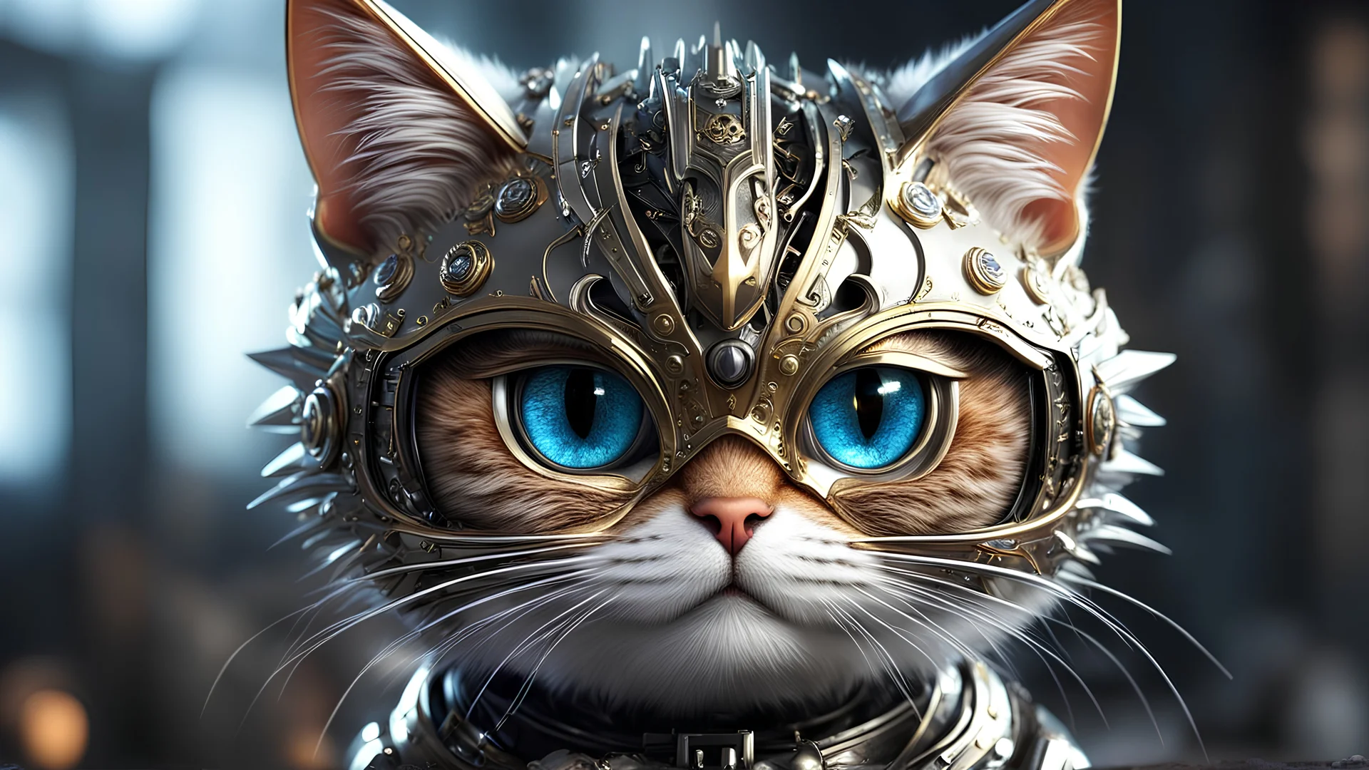 1 only use metal to make cute cats,cyborg,(intricate details),hdr,(intricate details, hyperdetailed:1.2),cinematic shot,((Masterpiece, high quality, best quality, official art, beauty and aesthetics,detailed face,detailed eyes)),