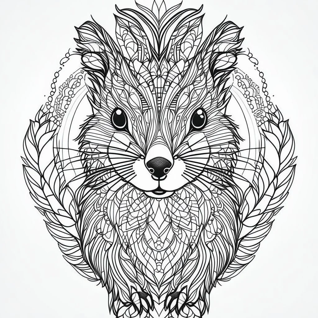 squirrel, front view, mandala, minimal lines, cartoon, white back ground color, real style, realistic, minimalistic, minimal black line art, line art, crisp line art, unique coloring sheet, outlined, outline, crisp, crisp line edges, illustration, thin lines, crisp clear lines, line art, clean line art, unique, 8k, amazing, masterpiece, no colors, no dark color, no black color, avoid thick black, minimalistic line edges, pure white back ground, image character full fit to page,