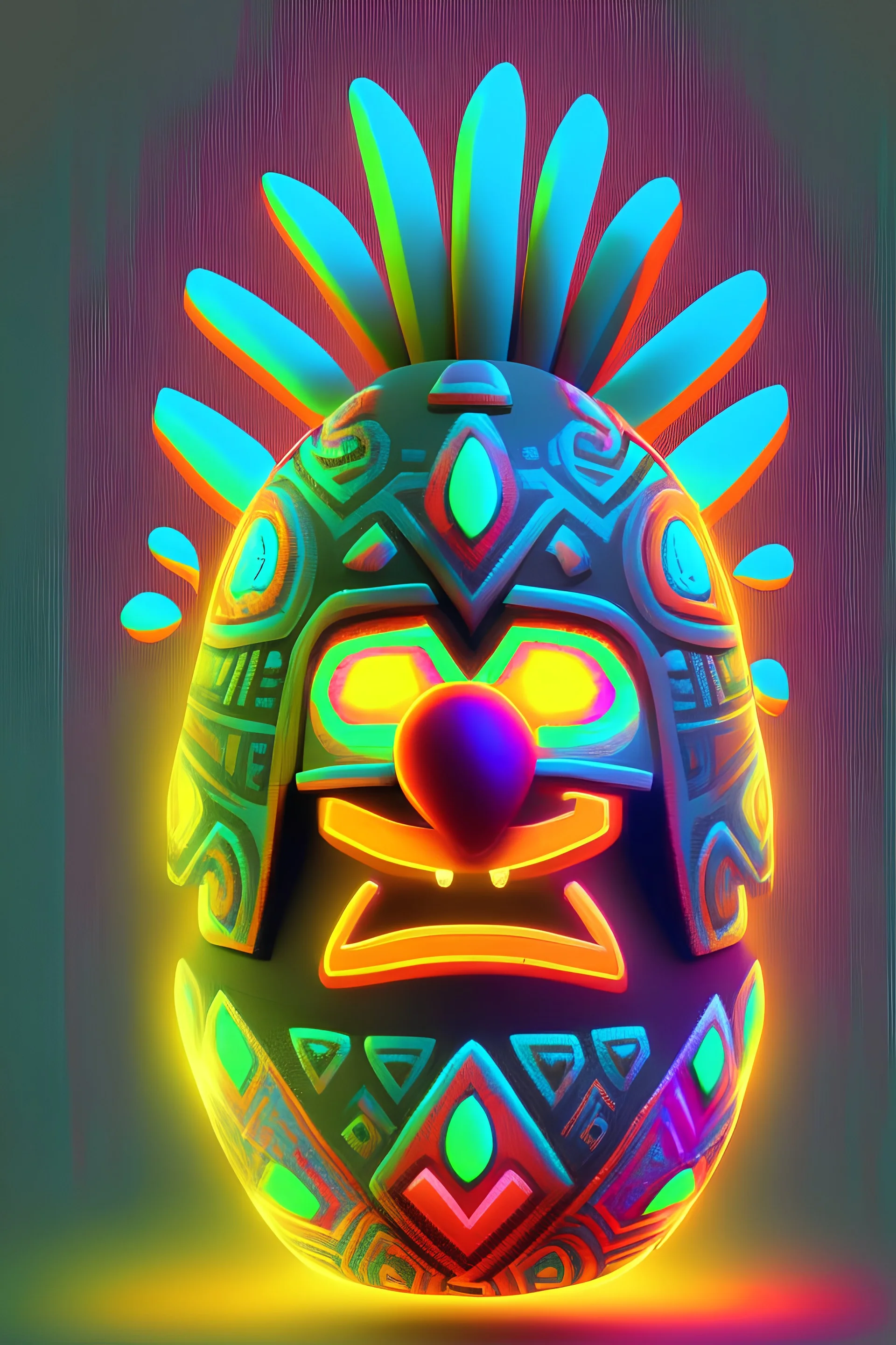 Cartoon egg pfp character aztec shamon neon