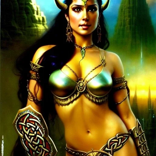 portrait 'beautiful Sexy Busty Dejah Thoris',braided long hair,horned helmet, celtic tattoed,crystal clear green eyes,painting by gaston bussiere, greg rutkowski, yoji shinkawa, yoshitaka amano, tsutomu nihei, donato giancola, tim hildebrandt, oil on canvas, cinematic composition, extreme detail,fit full head inside picture,32k