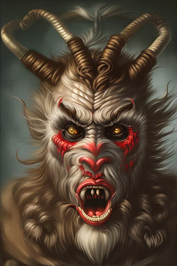 a Cray-Pas portrait of Krampus