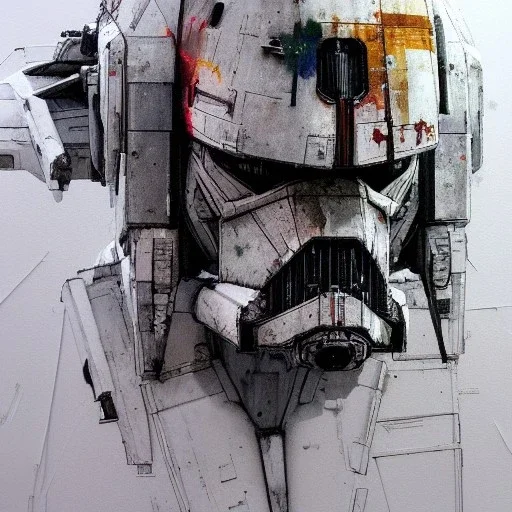 photorealistic at-at pilot helmet with weathered painting , illustration on coarse canvas by <agnes cecile> and <Yoji Shinkawa>, ornate and intricate details , soft smooth lighting, ultra detailed concept art,