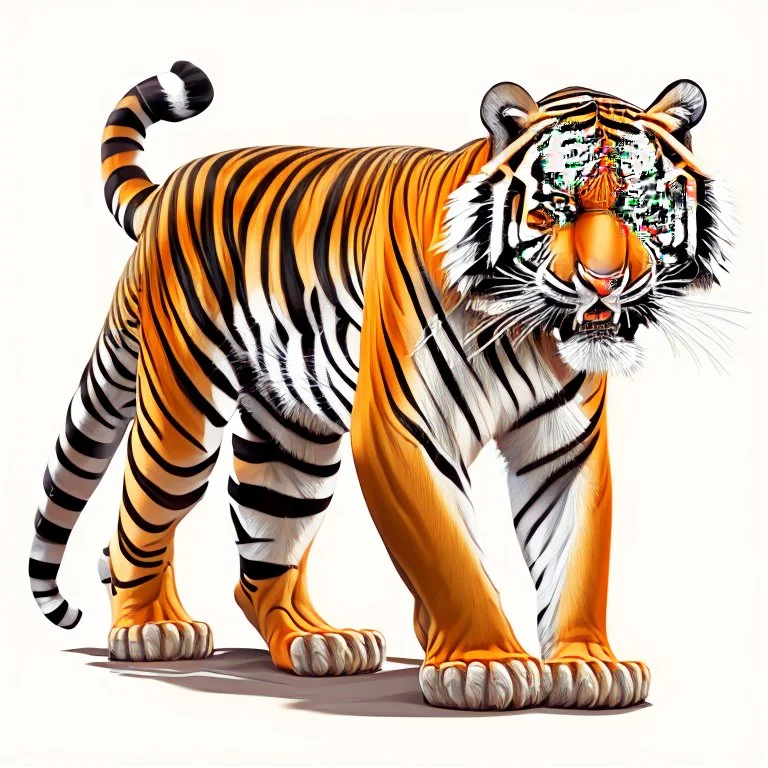 Cartoon of a Siberian tiger full-body vectorized hyperdetailed 4k