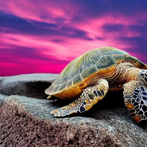 turtle and pink sky