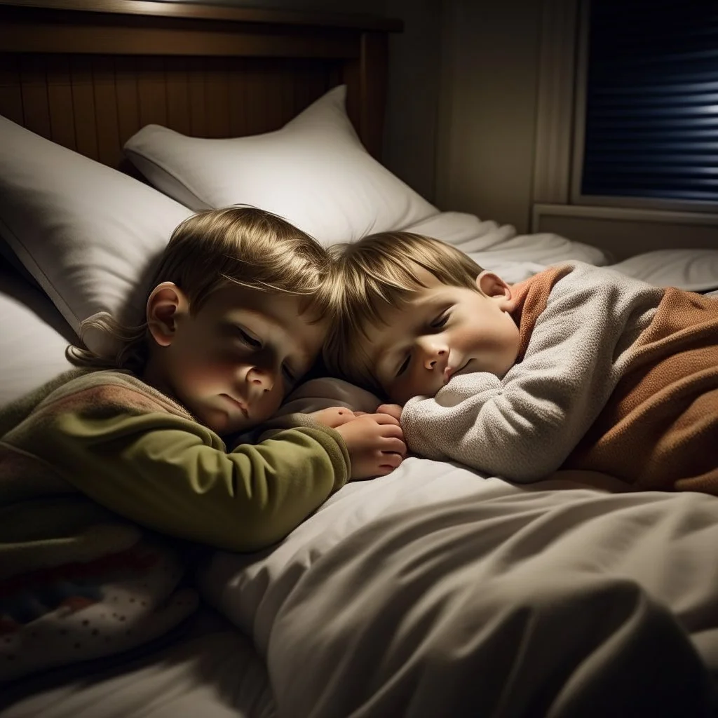 kids sleeping in their bed