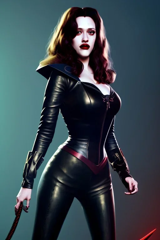 painting of kat dennings as evil queen in black leather pants, , leather, angry, stern look, volumetric lighting, particales,highly detailed,cinematic, deep colours,8, highly detailed, digital painting, artstation, concept art, smooth, sharp focus,