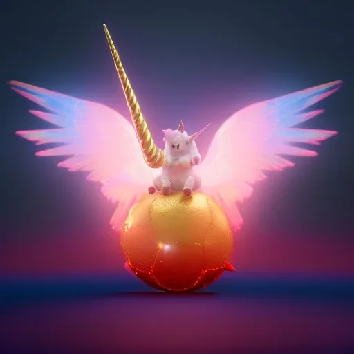 CM küre içinde fantastik unicorn ateşli kanatları olan