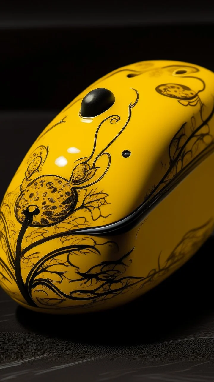 A golden yellow sound elemental mouse designed in Lascaux cave paintings painted by Alfred Sisley