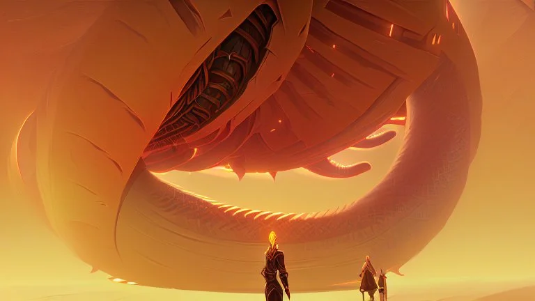 in front of dune giant sandworm