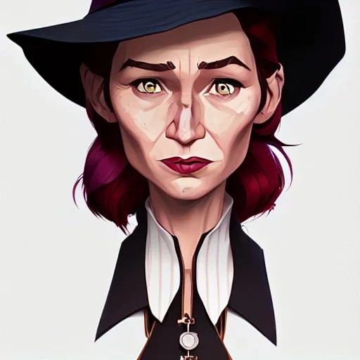 Portrait of a 30 year old witch like Renée Zellweger and Mary Poppins