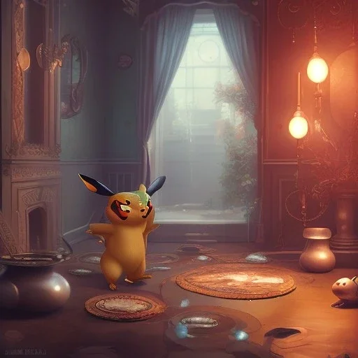 Mystery pokemon,Ambiance dramatique, hyperrealisme, 8k, high quality, lot of details, portrait,