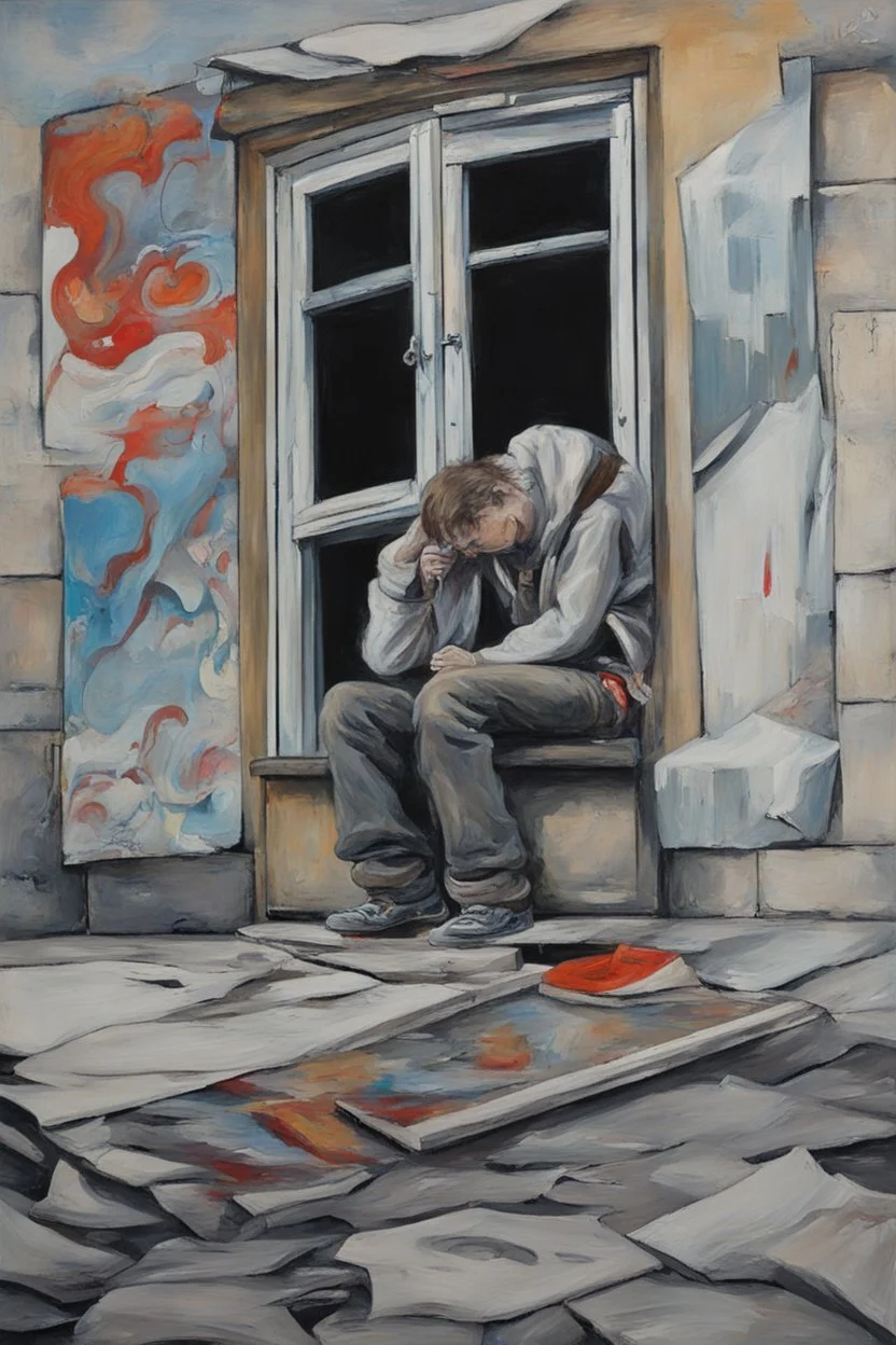 art, painting, street art, street, russian depression, music album, from the window, depression, russian 90