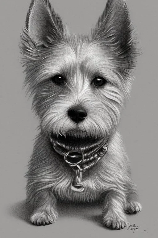 Detailed pencil drawing of a cheeky terrier dog