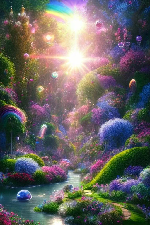 verybeautiful-magical-garden-of-the-angelic-kingdom-blue-and-pink-plants-and-trees-small-river-sunshine-flowers-haze-thumb-rainbow-ufo-bright-colors