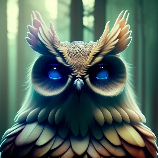 intricate details, realistic, octane, unreal engine, portrait, natural lighting,zoomed out + portrait, volumetric lighting, shiny,extreme detail, Photorealism, High detail, Hyper realistic Owl in forest, macro lens blur,abstract paint, sharp,ef 85mm 5.6, focus, trending by artstation