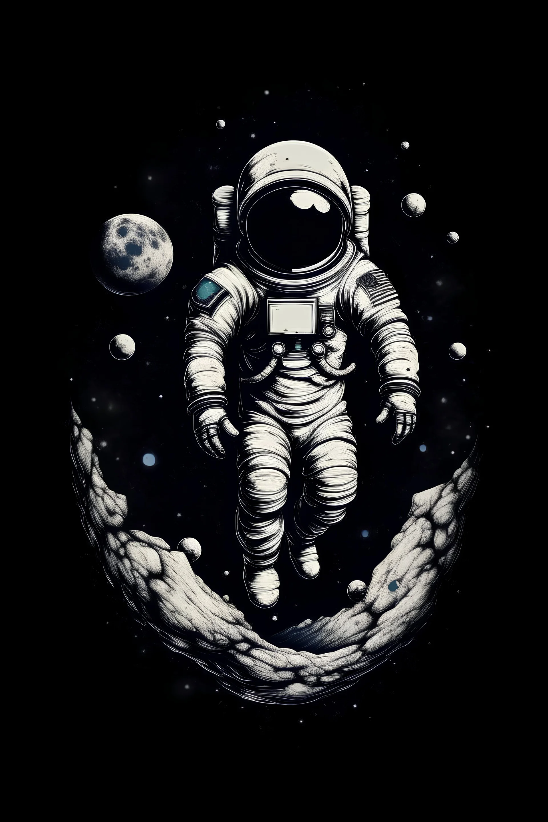 FLOATING ASTRONAUT MOON TSHIRT DESIGN