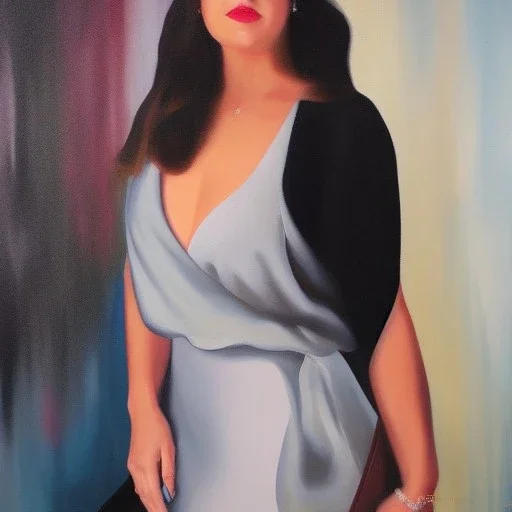 Full body portrait, painting, medium shot lady, style of Sharon Spiak