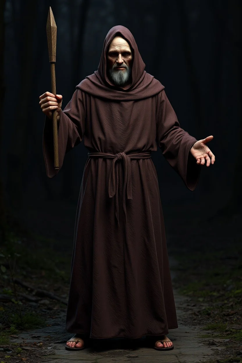 russian monk for a horror , silent hill style, 3d model, t-pose, full length, a pose, front face