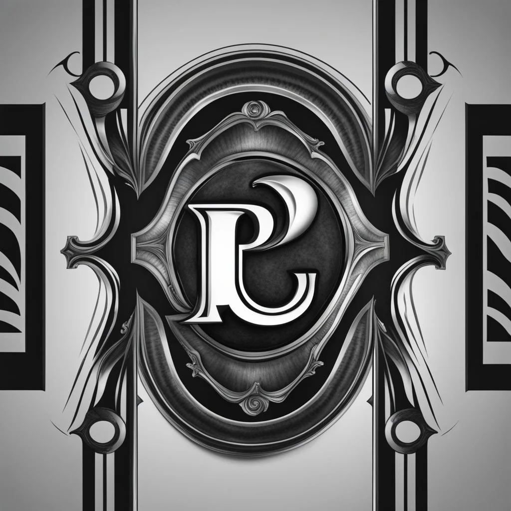 logo with the letter p, graphic, black and white