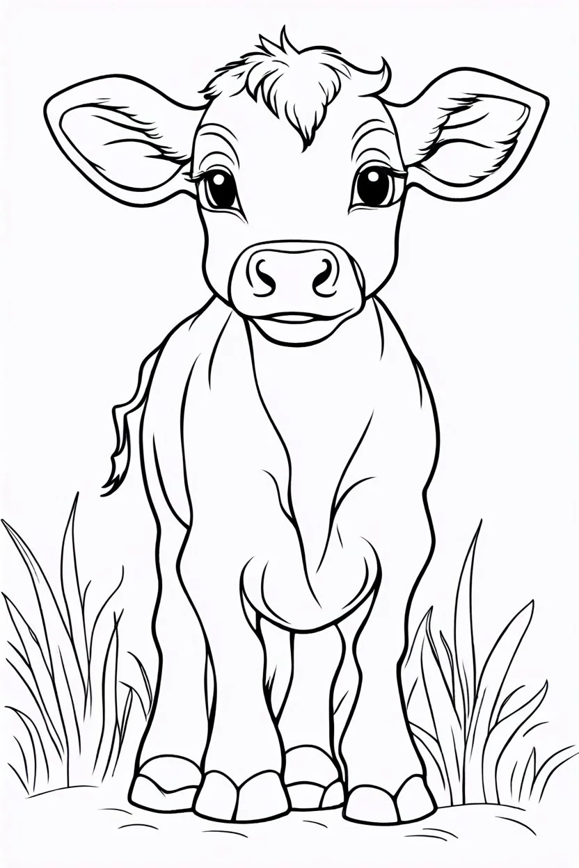 coloring page for kids, CALF, thick outline, low details, no shading, no color