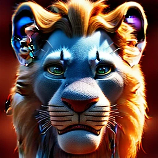 generate a 3d roaring lion king with crown in his heaad