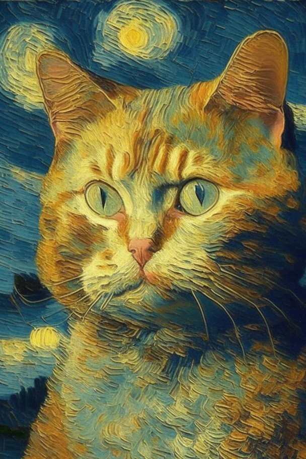 Portrait of a cat by Van Gogh