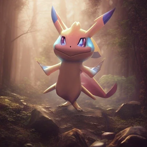 Mystery pokemon,Ambiance dramatique, hyperrealisme, 8k, high quality, lot of details, portrait,