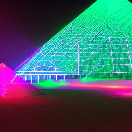 lasers illuminate pyramid