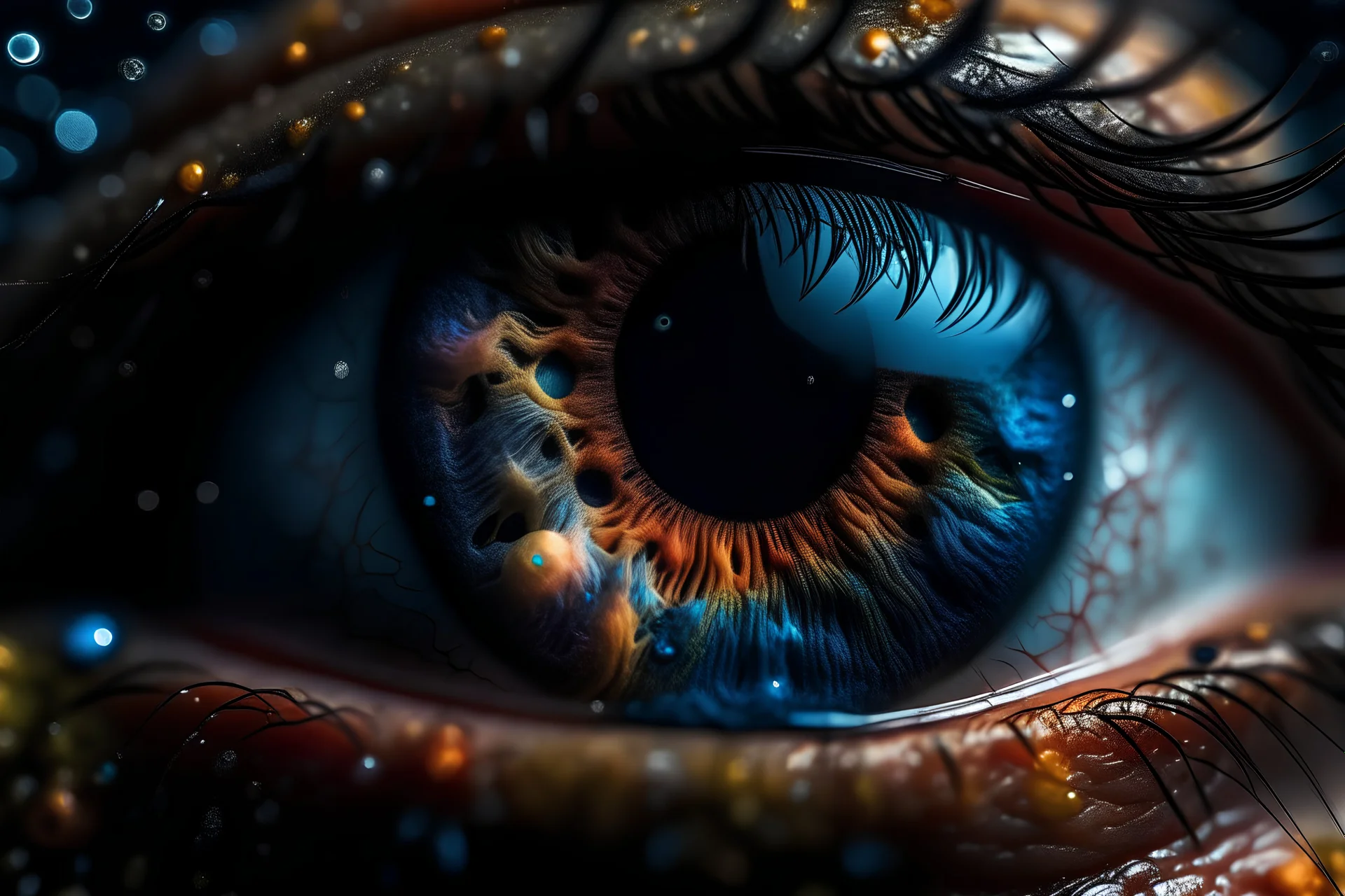 universe in eyes, intricate, 8k, macro photography