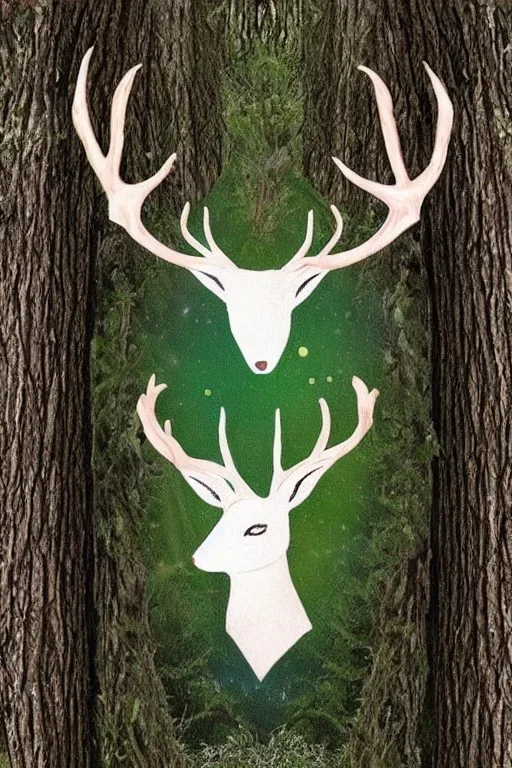 dream deer god druid deep forest green mystic