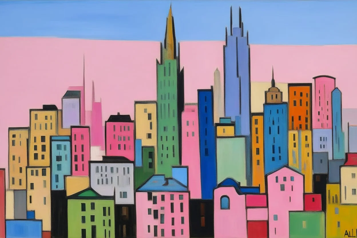 A light pale pink super city painted by Alexej von Jawlensky