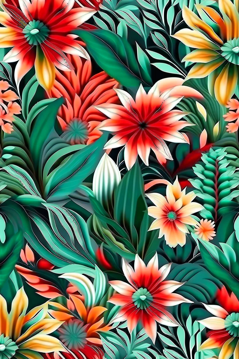 flowers floral pattern of jungle in the style of Georgia O’Keeffe 3d