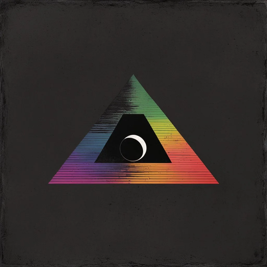 Iconic "dark Side of the Moon" album cover but instead its made for text "Paranoid" by text "Black Sabbath", sinister, macabre heavy metal style elements, minimalist, spooky colors.