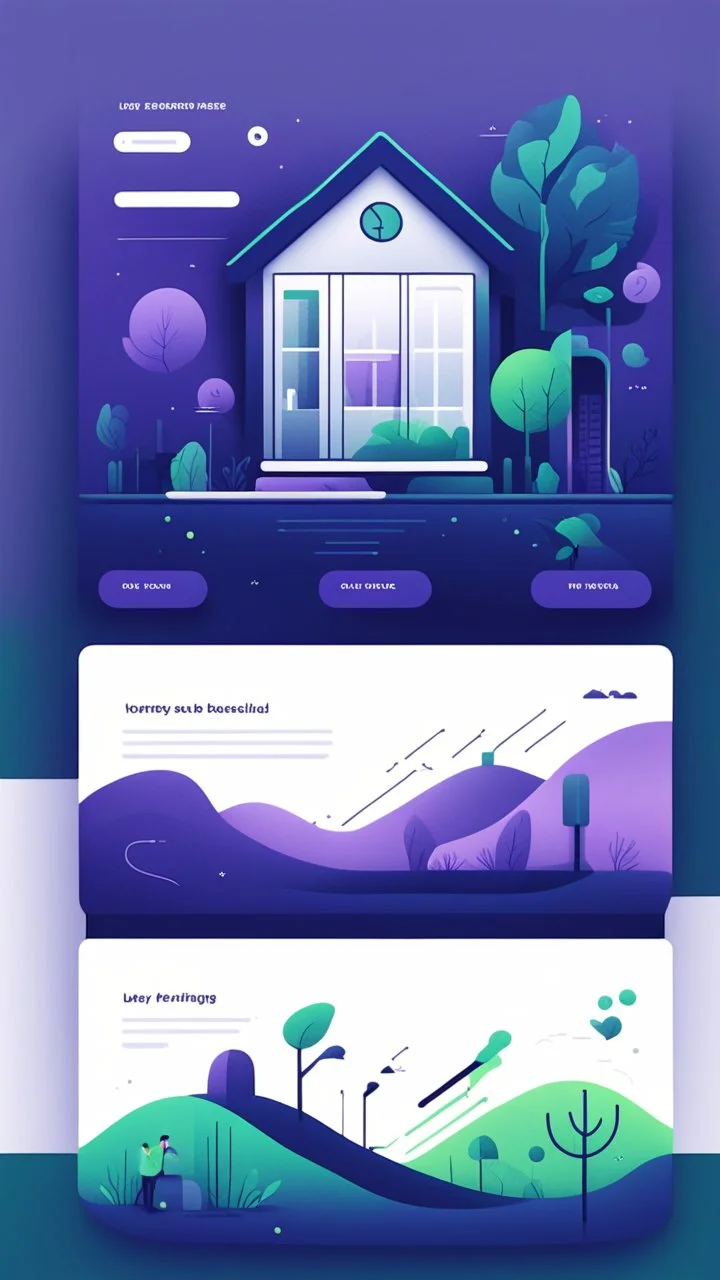 illustrations with a simple art style that show home page use dark blue-purple and energy green and minimal