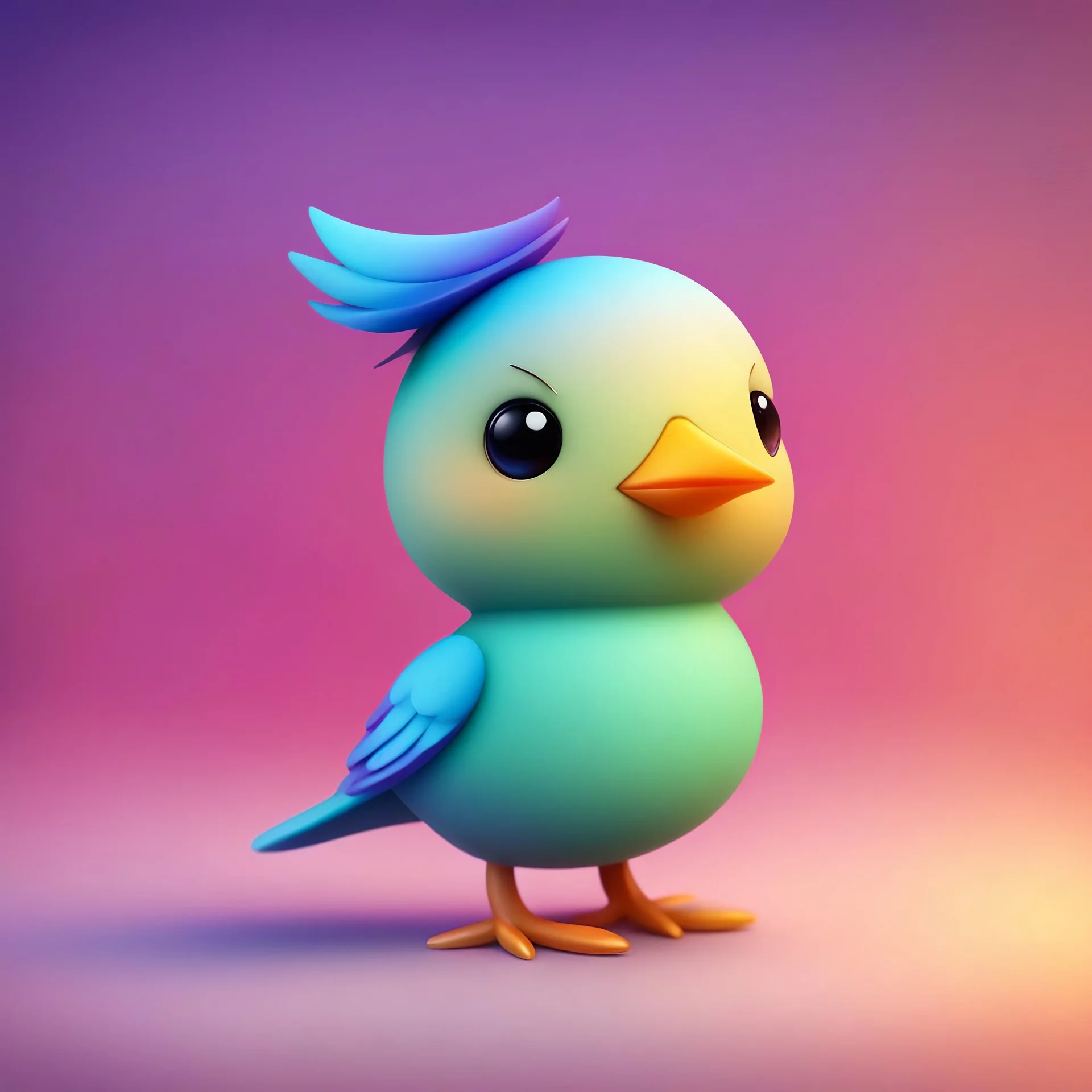 Create little bird style cute figurine and gradient background