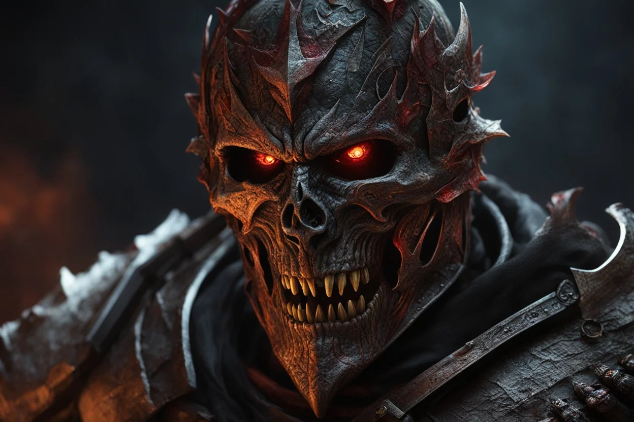 a hideous undead warrior. burned skin. blood. bile. melted fat. broken bones. bleeding eyes. crushed skull. broken fangs. broken jaws. broken armor. gloves. intense horror. blind terror. scared to death. exquisite realism, a masterpiece, fantasy concept art, dynamic lighting, hyperdetailed, intricately detailed, deep color, Unreal Engine, volumetric lighting, Epic cinematic brilliant stunning intricate meticulously detailed dramatic atmospheric maximalist digital matte painting