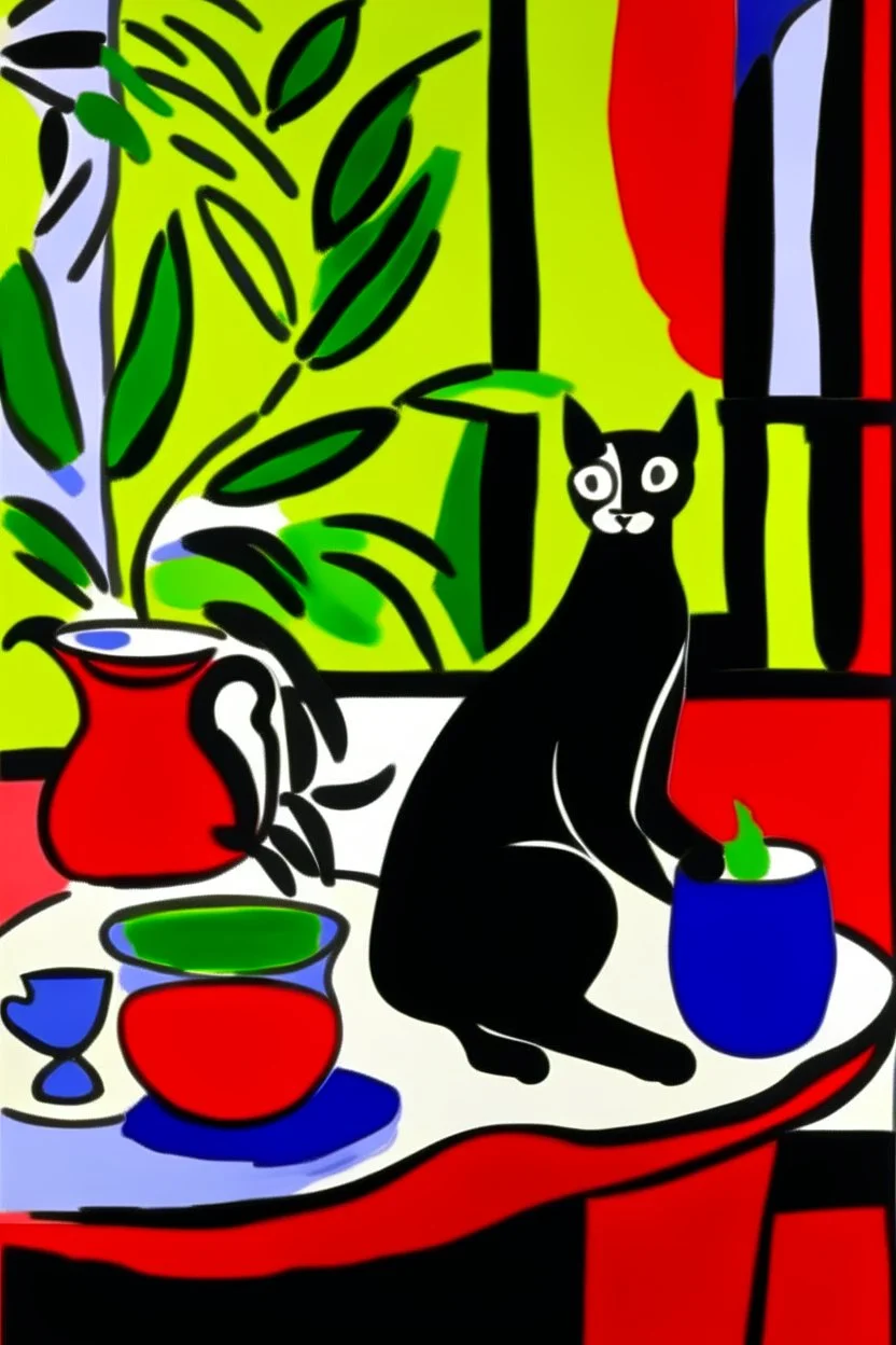 Eclectic henri matisse. Cat, coffee