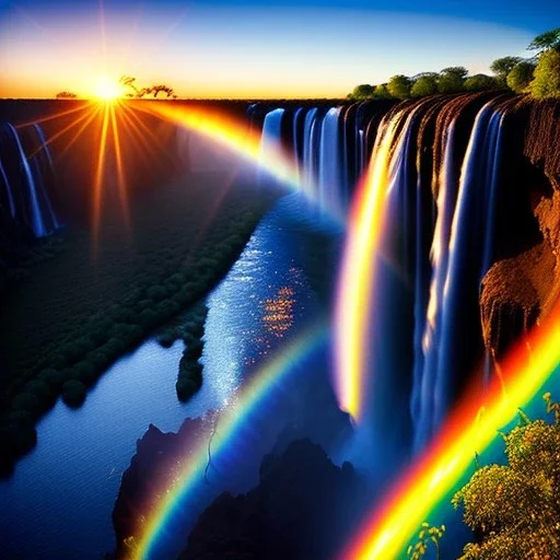 Victoria Falls, Zimbabwe and Zambia,extremely detailed digital painting, high resolution,8k, realistic, beautiful, volumetric lighting, mystical colors ,perfectly centered image, perfect composition, rim light, beautiful lighting,masterpiece, stunning scene, raytracing, anatomically correct, in the style of robert e howard and Ken Kelley and Ohrai Noriyoshi and Simon Bisley and tomzj1, aerial view,cloudy.