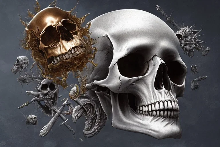  HQ, 4k skull metal art