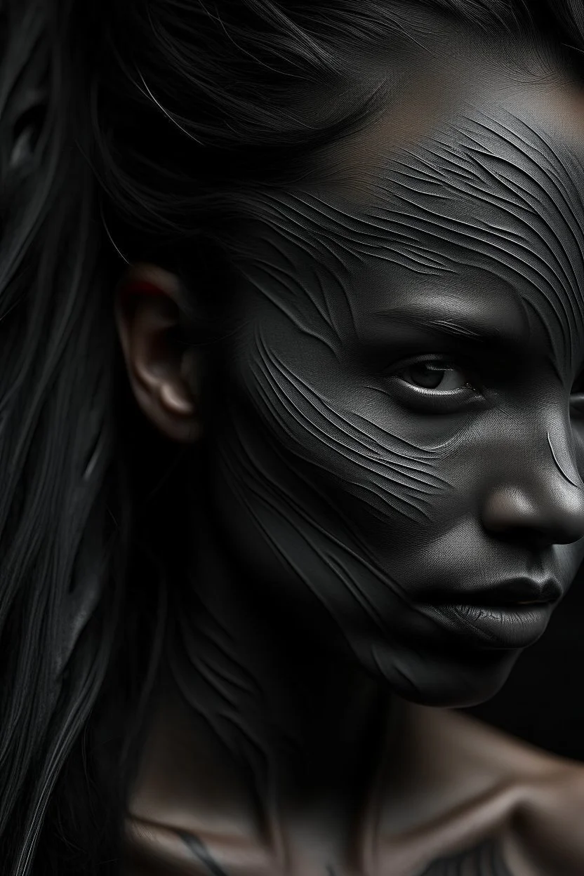 Hyper Realistic Aerial Grungy Dark-Grey Brush strokes on a dark rustic background with charcoals