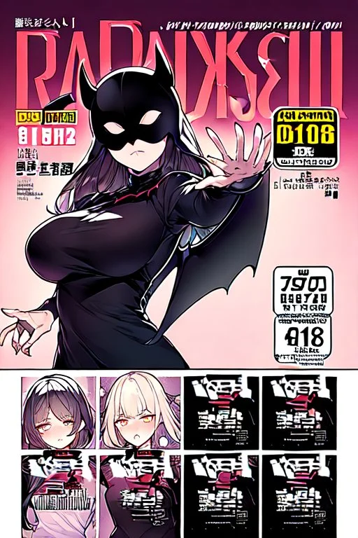 girl with demon mask in the middle of the room, line arts, manga cover