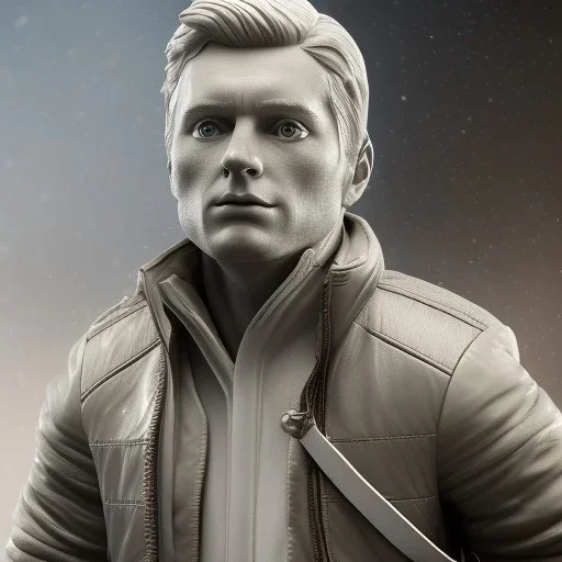 White sculpture Marty mcfly, full body, full of details, realistic, Rome sculpture style,bokeh, hight definition, 8k,