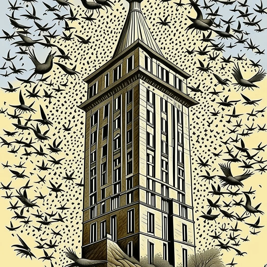 flock of birds flying in perfect arrow pattern, neo surrealism, by Igor Morski, by Dali.