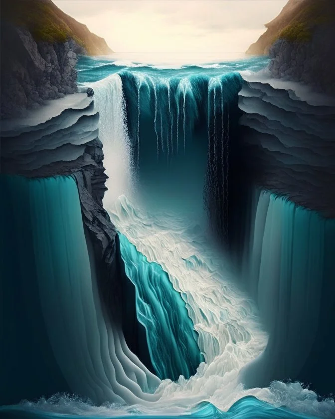 Design of a waterfall flowing into the sea