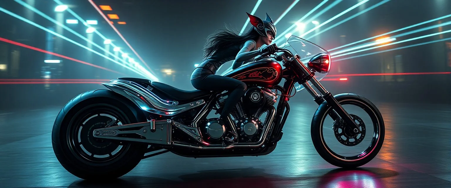vampire girl riding fat bike vampire bike inside laid back futuristic sci-fi glass human form chopper vampire coffin standing upright on wheels shooting lazers in all directions