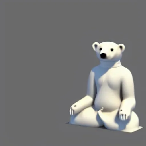 Ours polaire, habillé comme un moine bouddhiste, modélisme 3d, très détaillé .