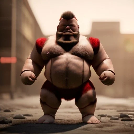 Zangief toddler, full body, hyper realistic, dramatic lighting, unreal engine 5, 8k