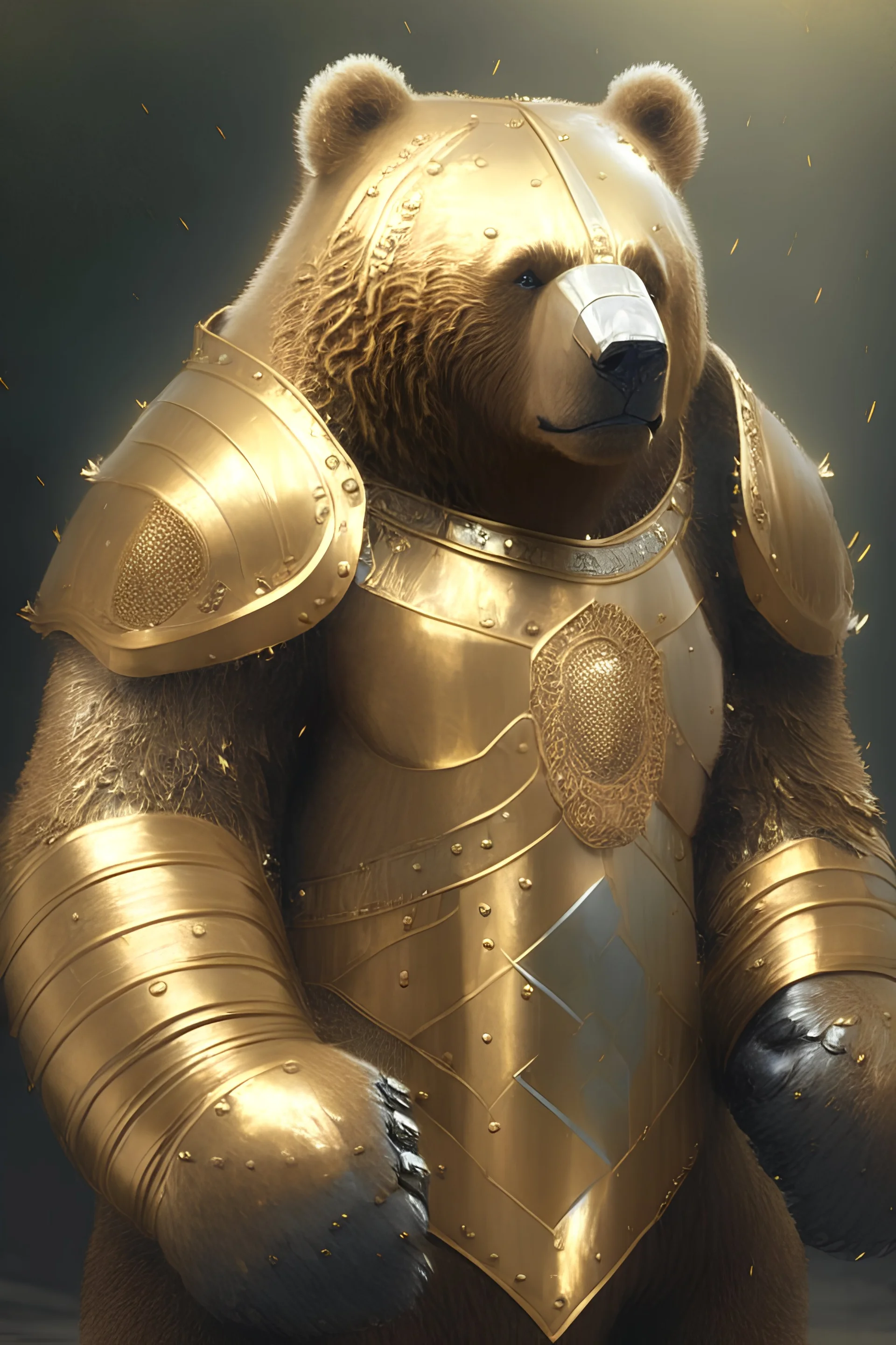 a bear with a golden armor