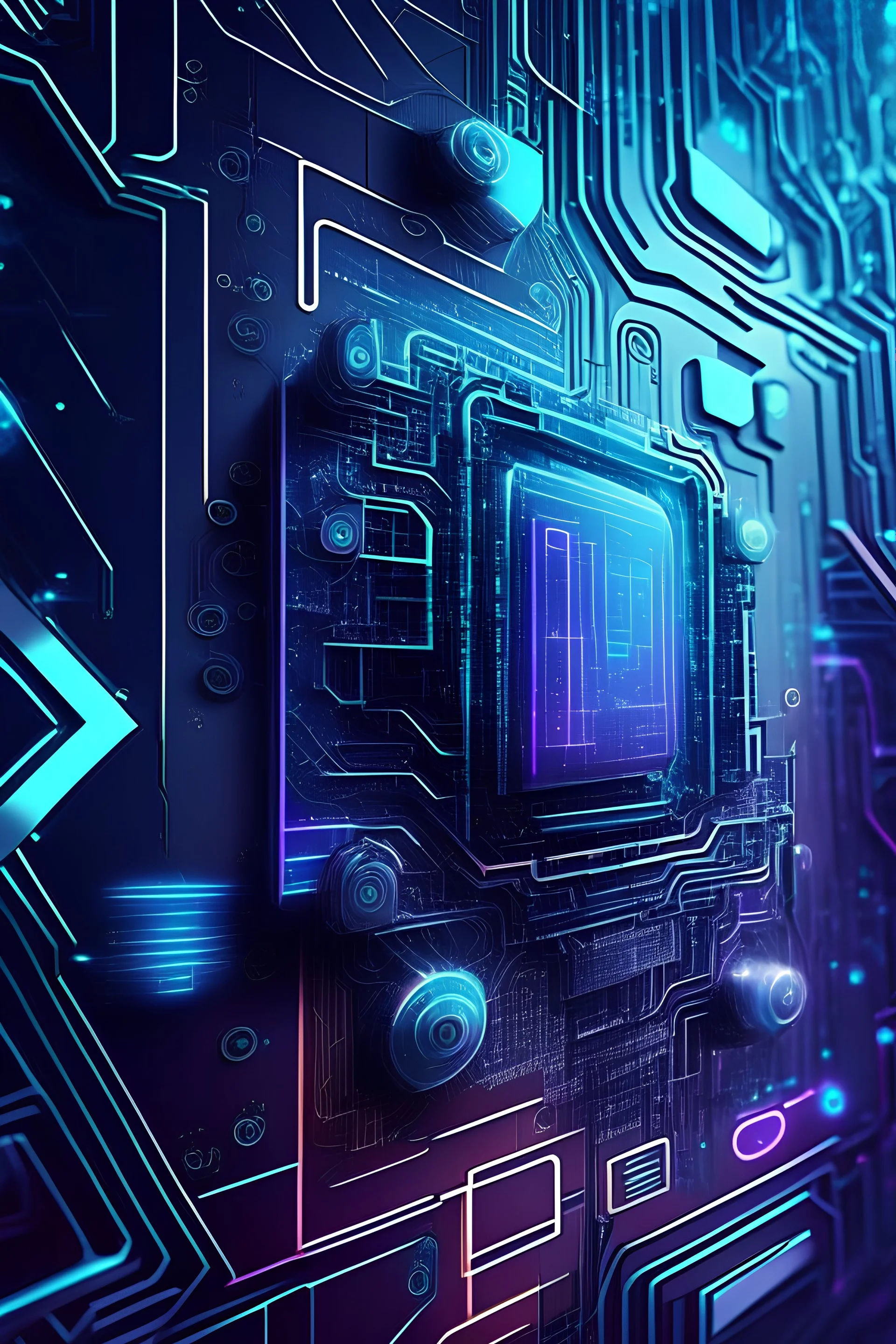 Futuristic Technology: Choose a background image that portrays a futuristic, tech-inspired theme. It could feature abstract circuitry patterns, holographic elements, or a sleek digital interface. This conveys the idea of cutting-edge AI technology.